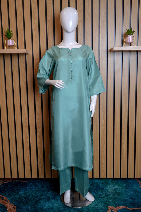 Sea Green Kattan Silk – 2 Piece – Stitched