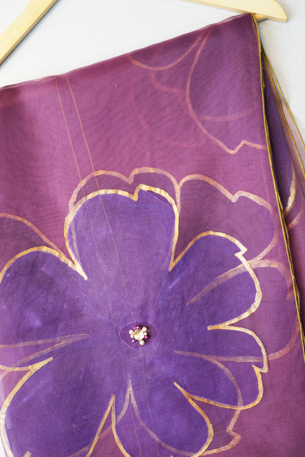 Shocking Pink Purple Floral Dupatta Design