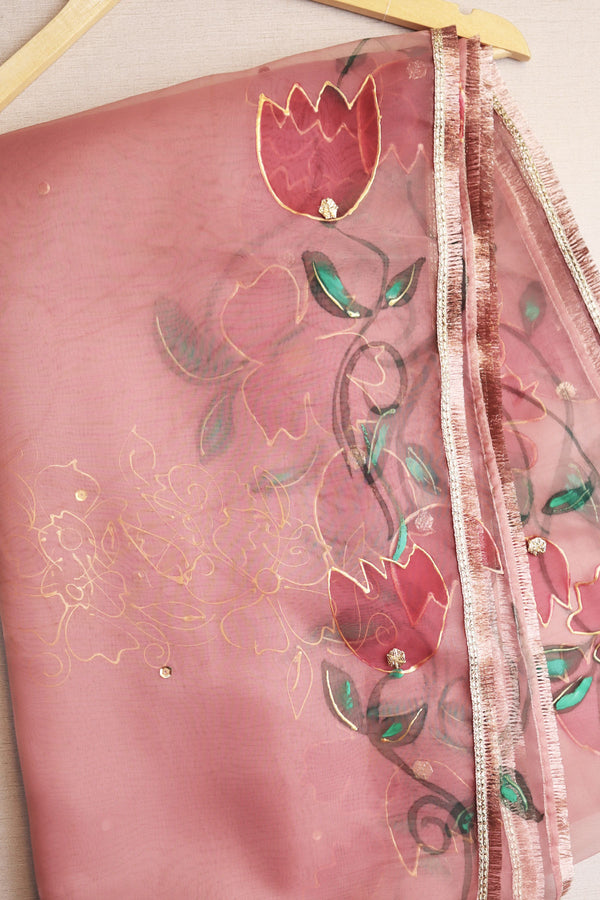 Tea Pink Floral Dupatta