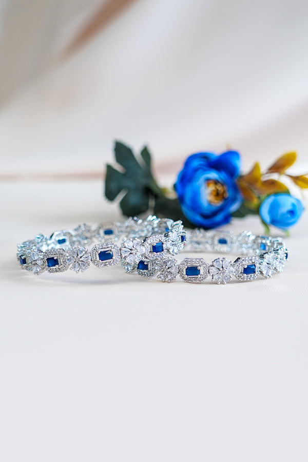 Zirconic stud bangles with blue sapphire