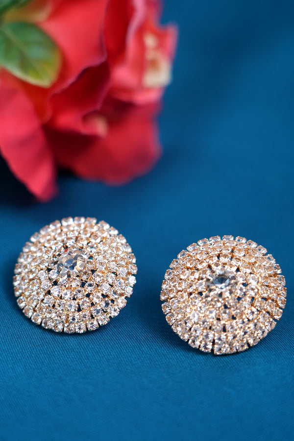 Golden Round Diamond Earring