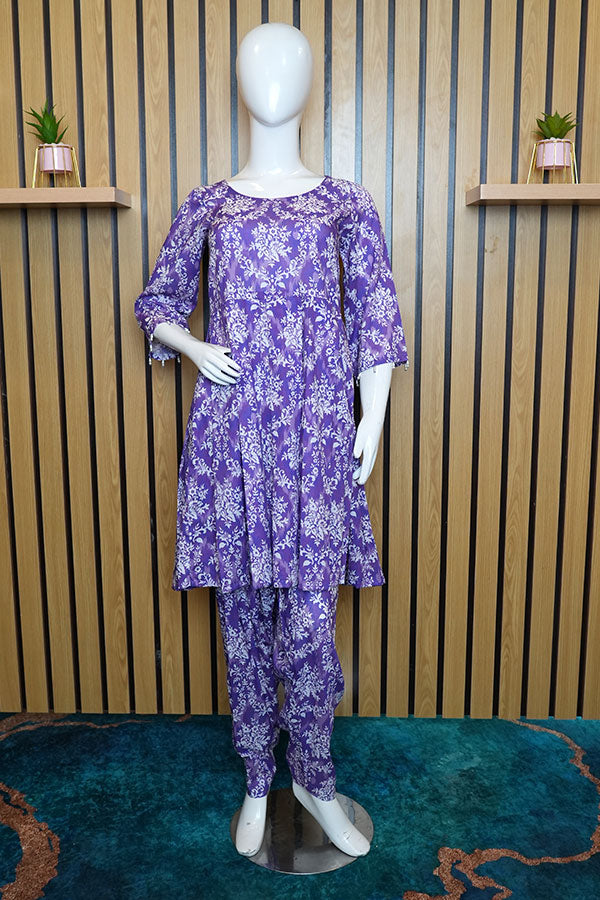 Purple 2 Piece – Lawn Suit - Stitched