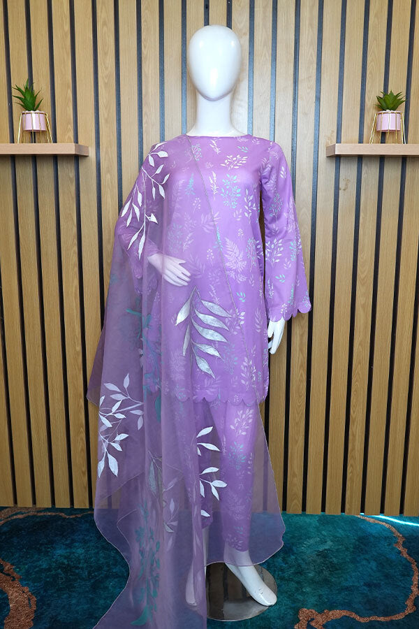 Lilac 3 Piece – Lawn Suit - Stitched