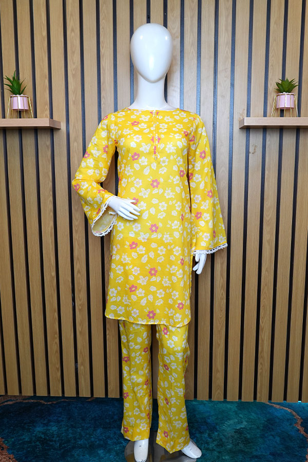 Yellow 2 Piece – Lawn Suit - Stitched